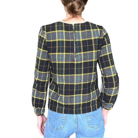 ZARA Basic Plaid Zipper Top - Picture 3 of 5